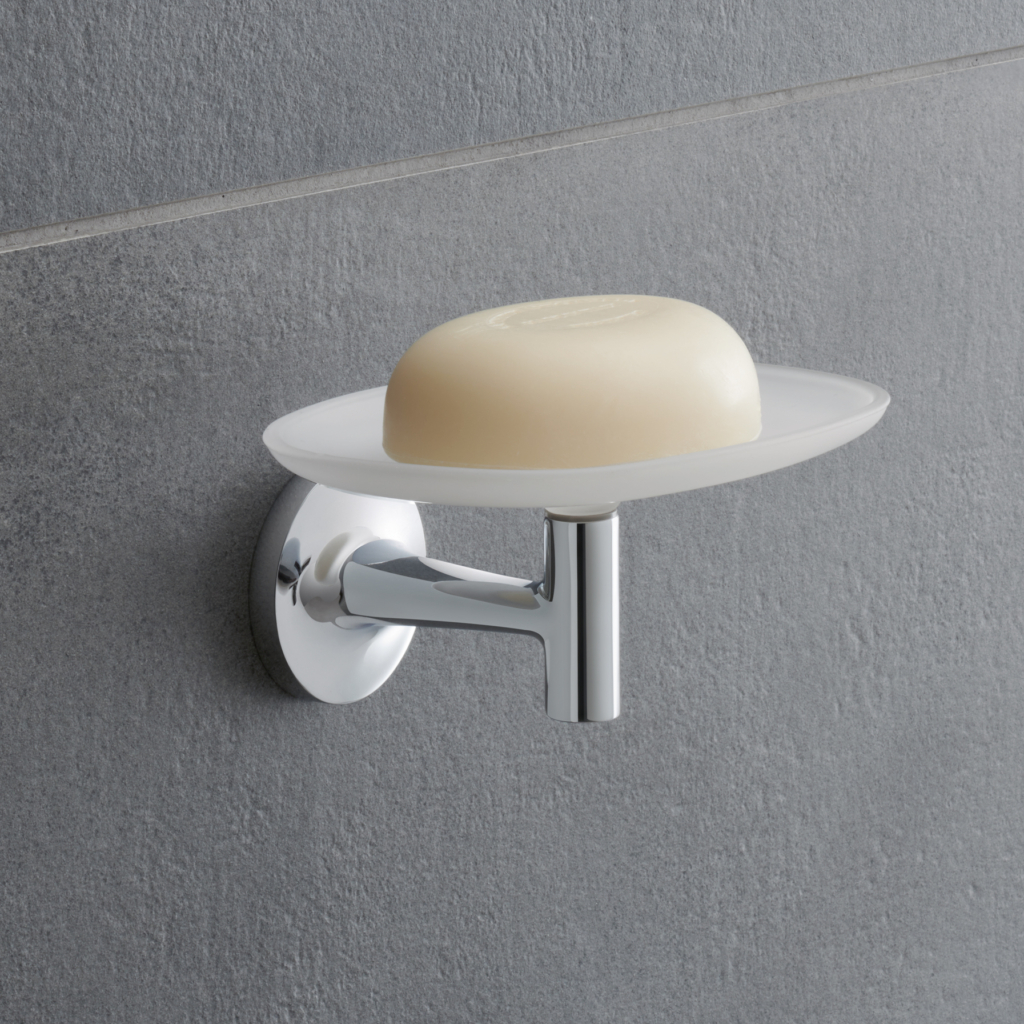 Duravit tvålkopp Starck T sitter på en vägg.