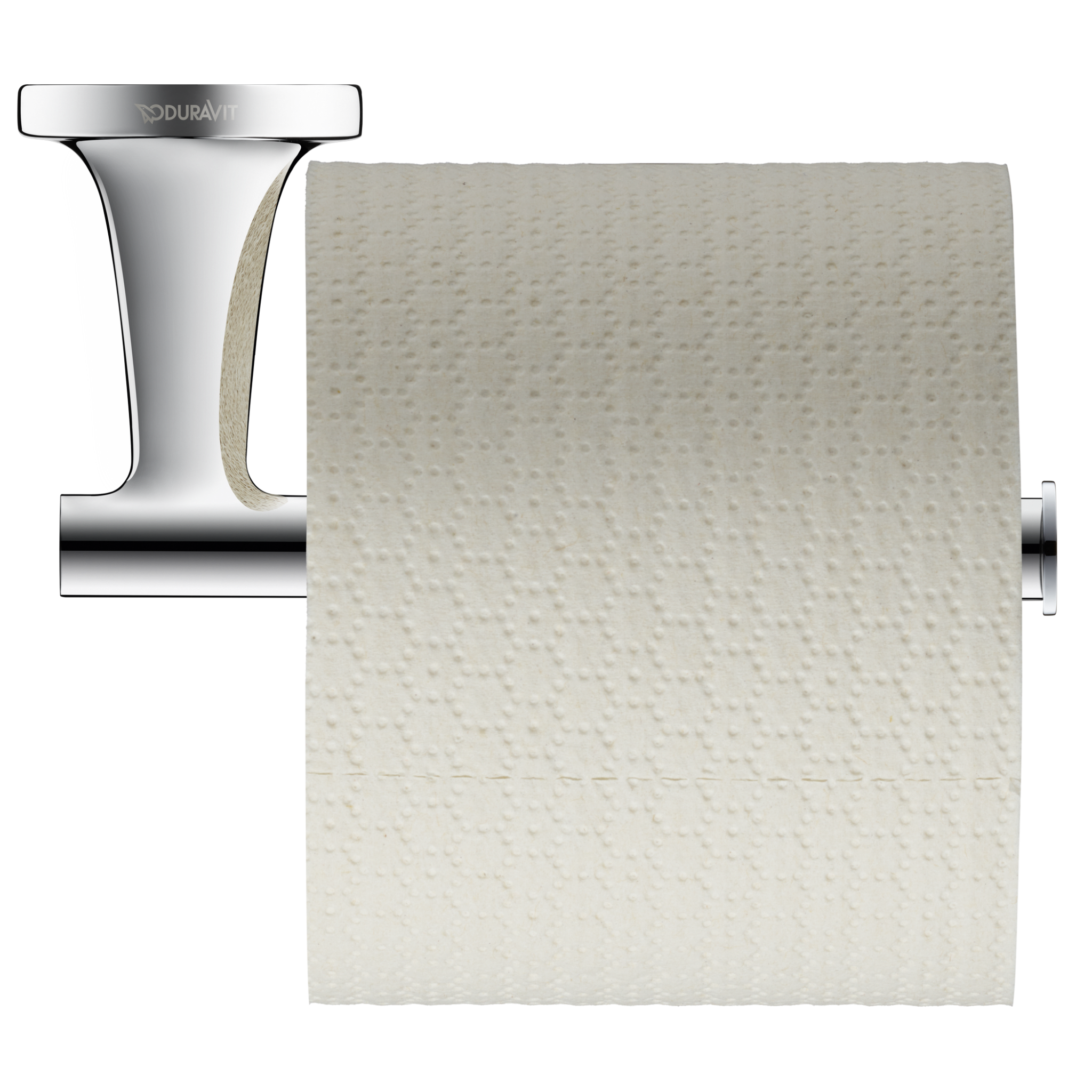 Duravit toalettpappershållare Starck T med en toalettpappersrulle.