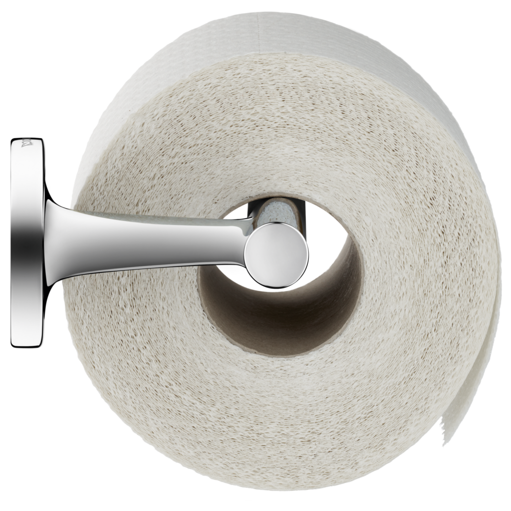 Duravit toalettpappershållare Starck T med en toalettpappersrulle.