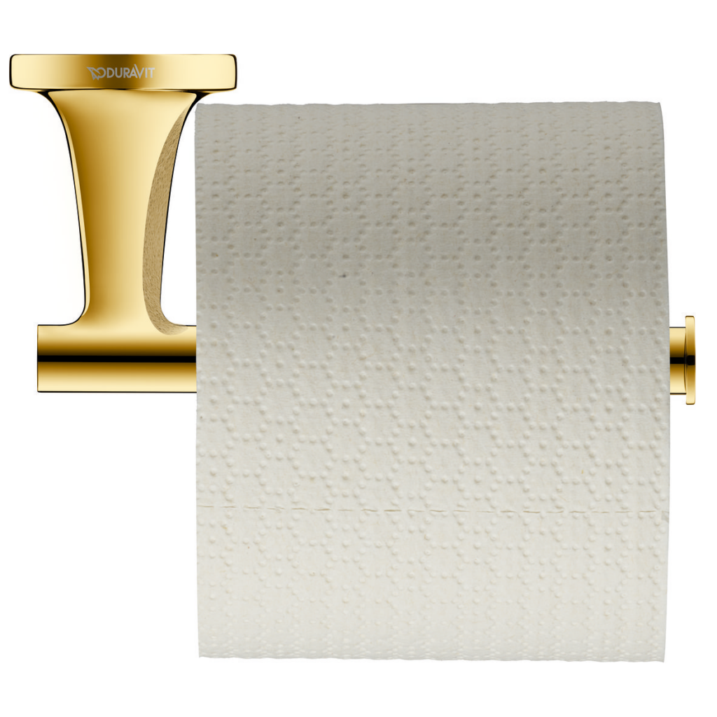 Duravit toalettpappershållare Starck T med en toalettpappersrulle.