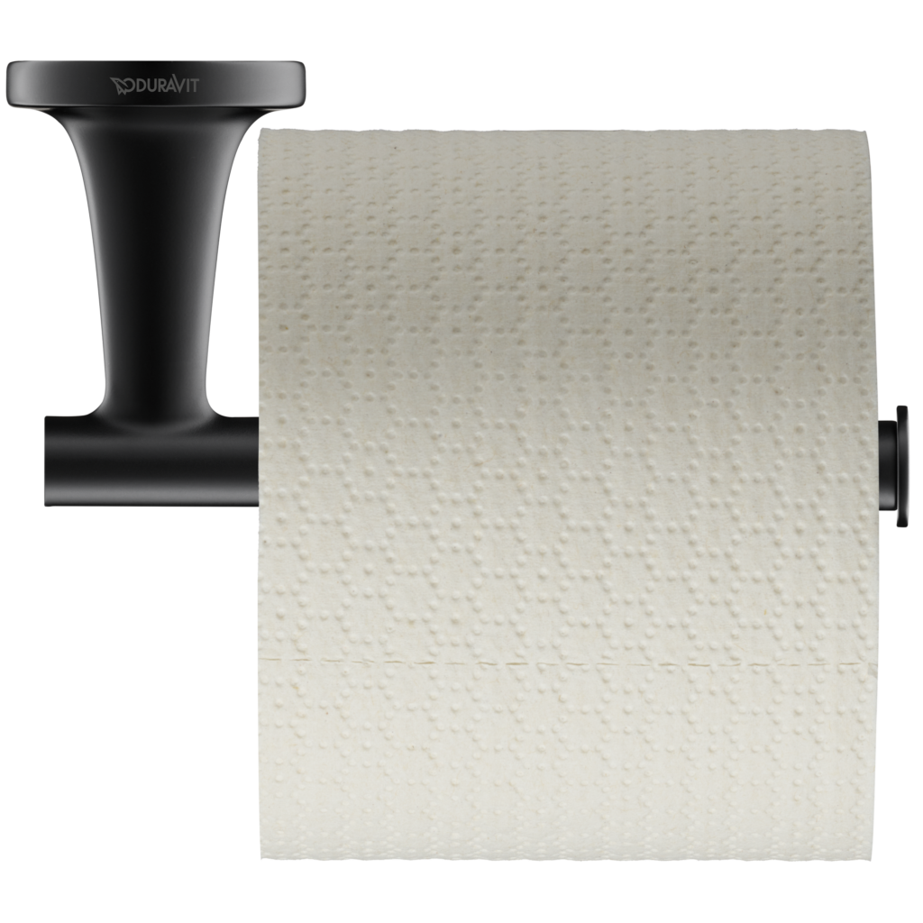 Duravit toalettpappershållare Starck T med en toalettpappersrulle.