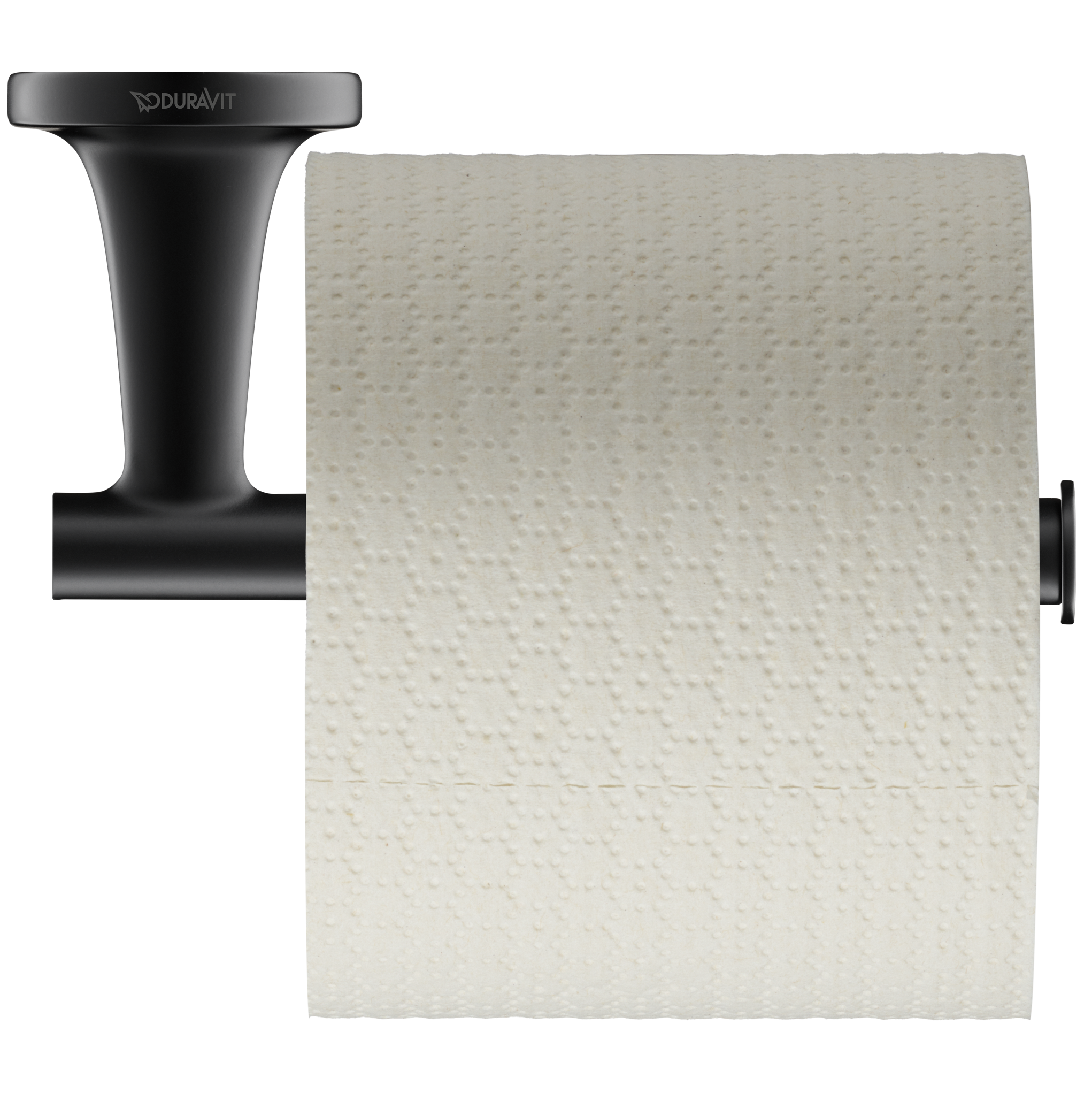 Duravit toalettpappershållare Starck T med en toalettpappersrulle.