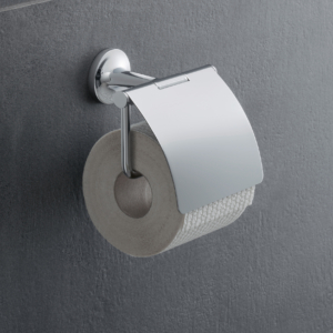 Duravit toalettpappershållare med toalettpappersrulle.