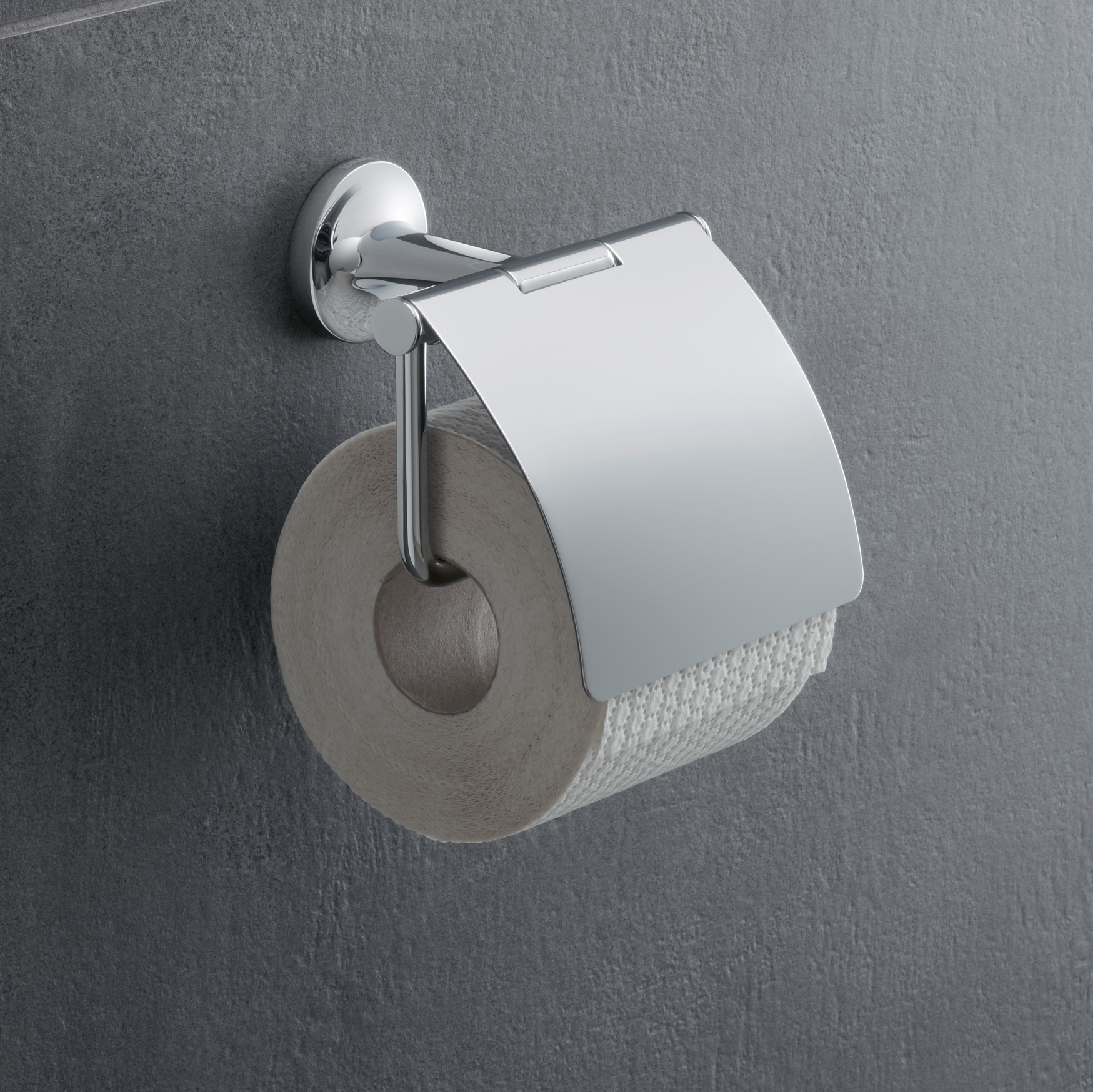 Duravit toalettpappershållare med toalettpappersrulle.