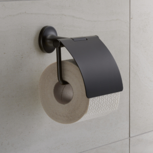 Duravit toalettpappershållare med toalettpappersrulle.