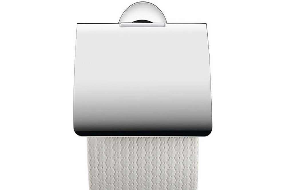 Duravit toalettpappershållare med toalettpappersrulle.