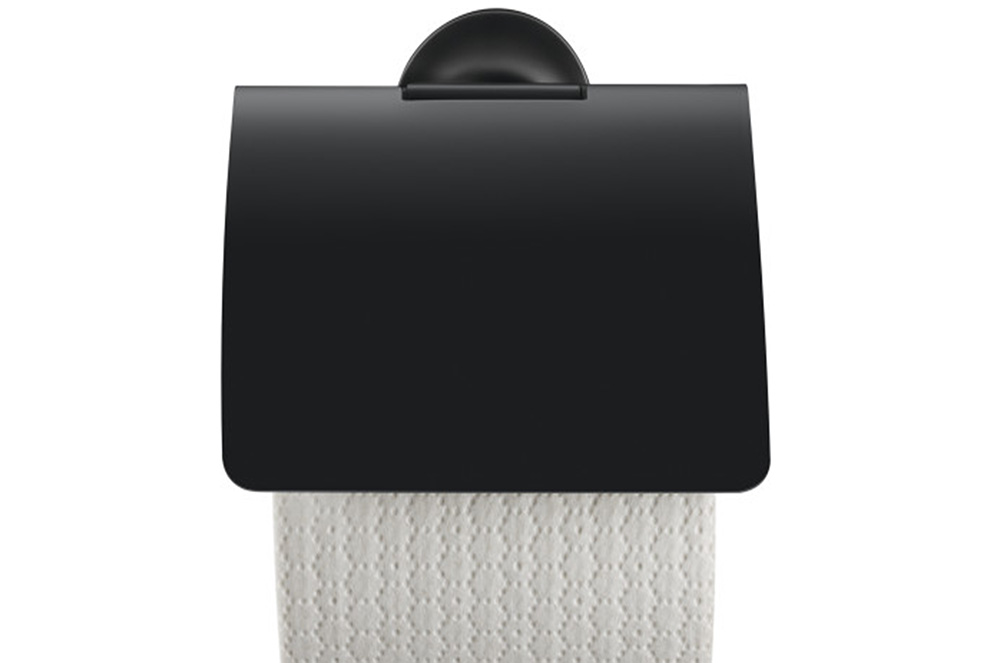 Duravit toalettpappershållare med toalettpappersrulle.