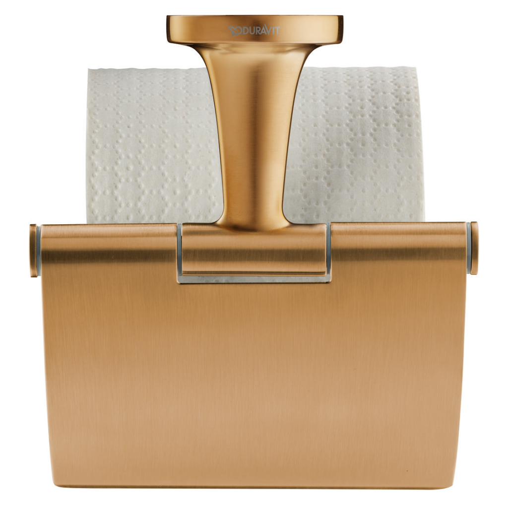 Duravit toalettpappershållare med toalettpappersrulle.