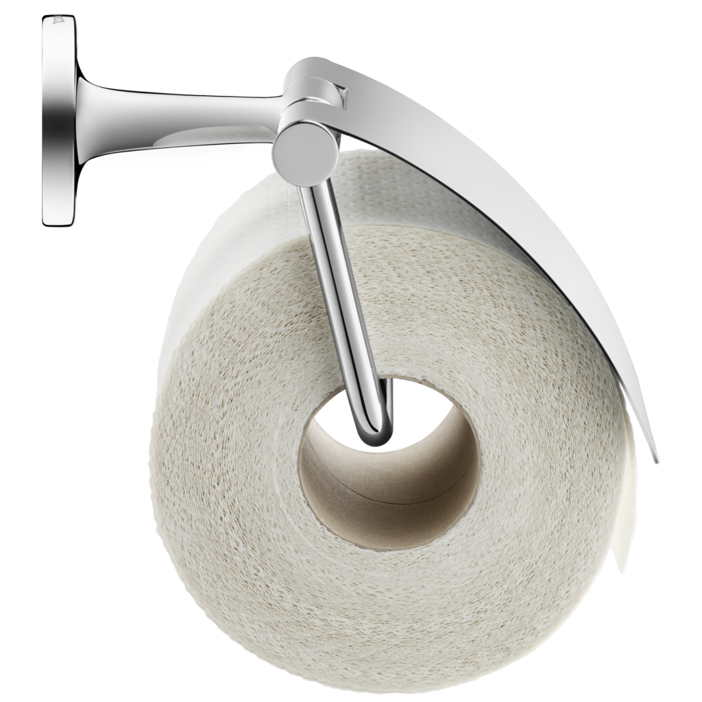 Duravit toalettpappershållare med toalettpappersrulle.