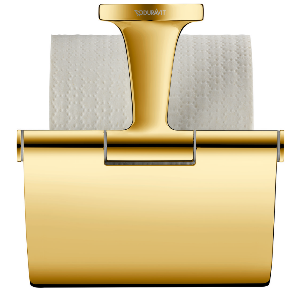 Duravit toalettpappershållare med toalettpappersrulle.