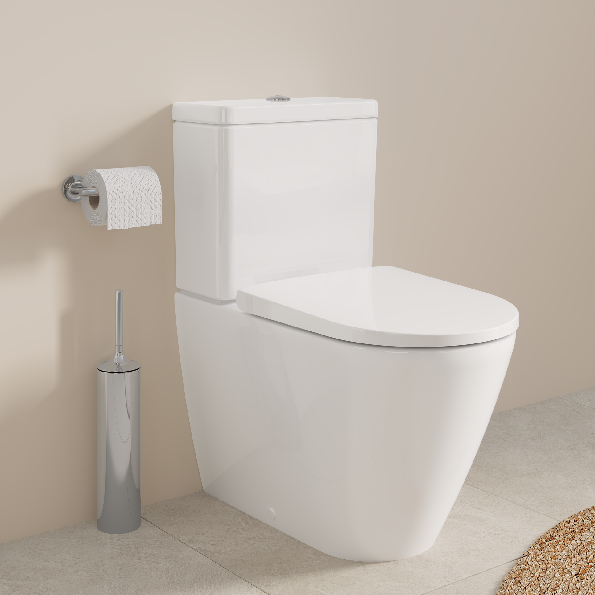 Ett badrum med toalett.