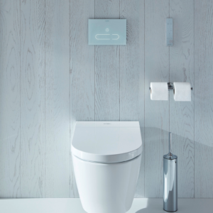 A2 spolplatta med vägghängd toalett, allt från Duravit.