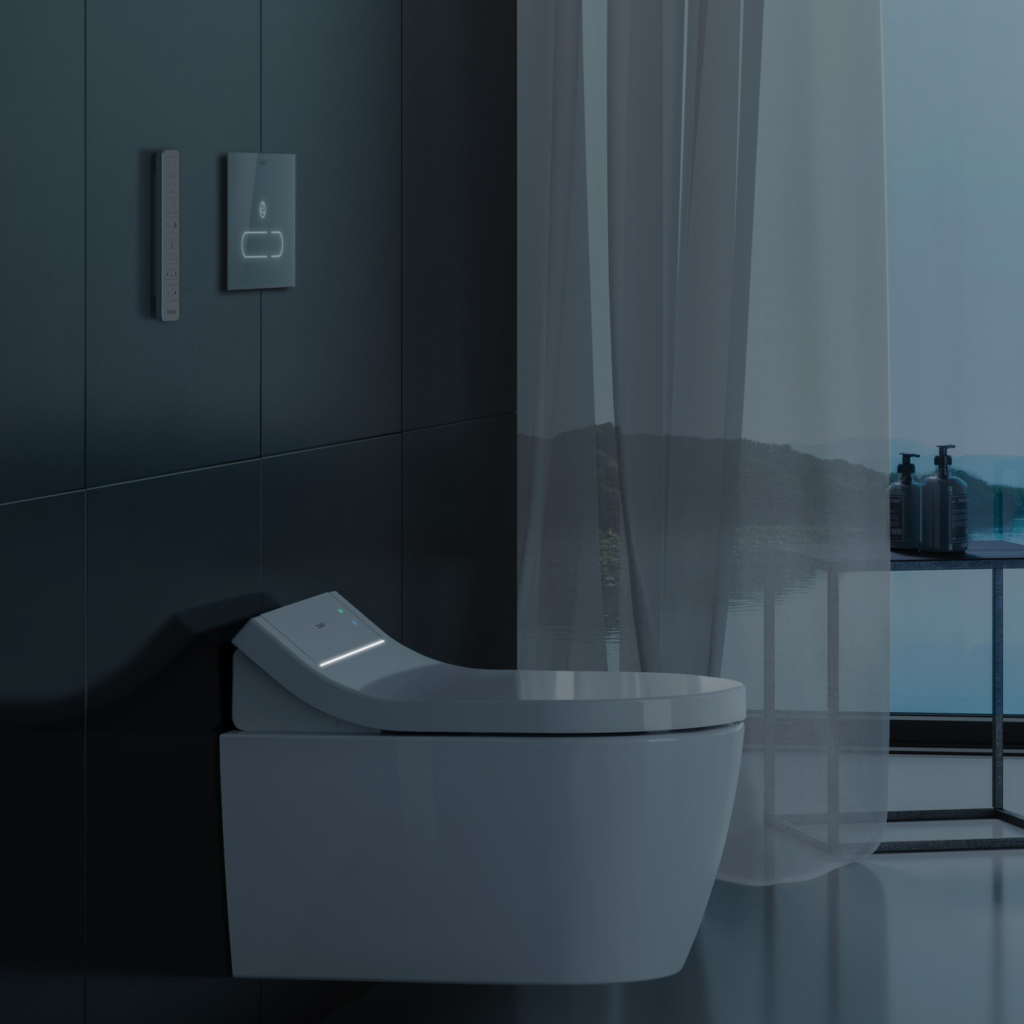 A2 spolplatta med vägghängd toalett, allt från Duravit.