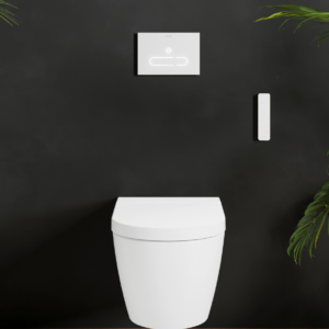 A2 spolplatta med vägghängd toalett, allt från Duravit.