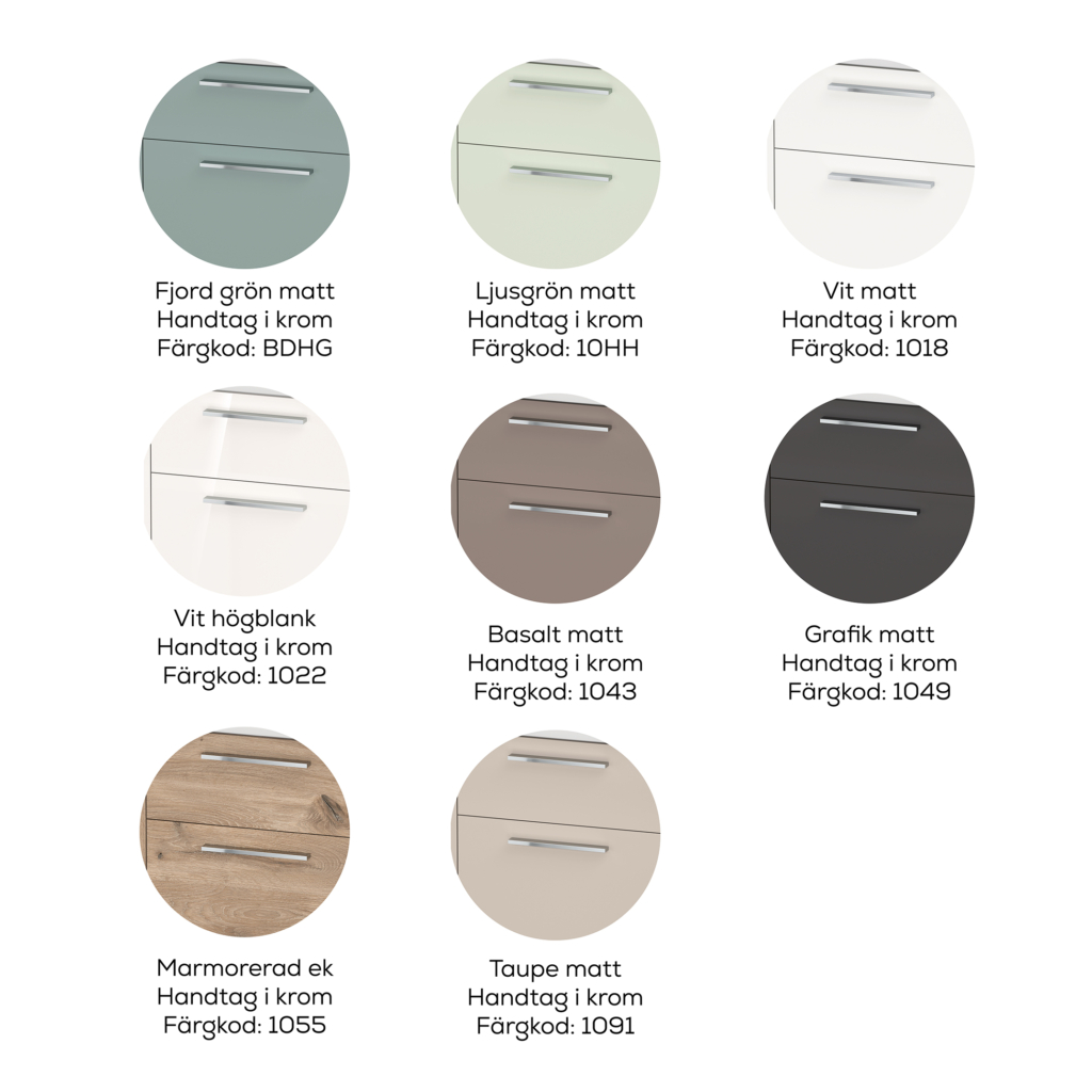 Färgprover till D-Code kommod från Duravit.