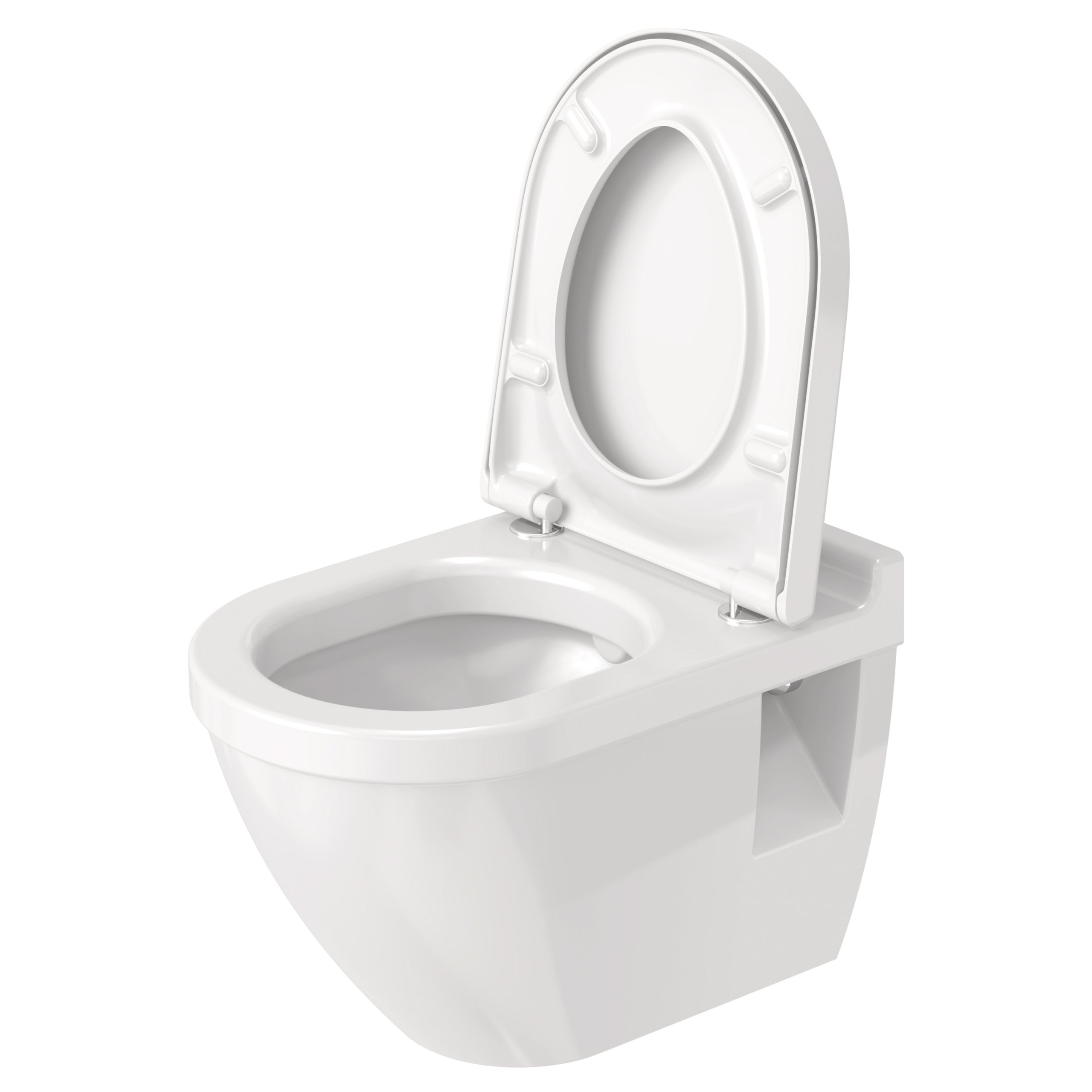 Toalettsits Starck 3 i vit färg mot på vit toalettstol