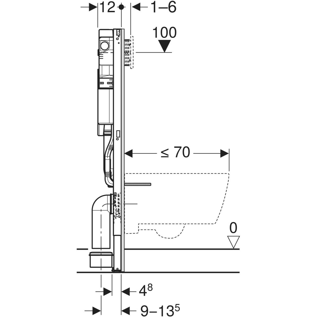 Ritining svart-vit på Sigma 112 fixtur från sida